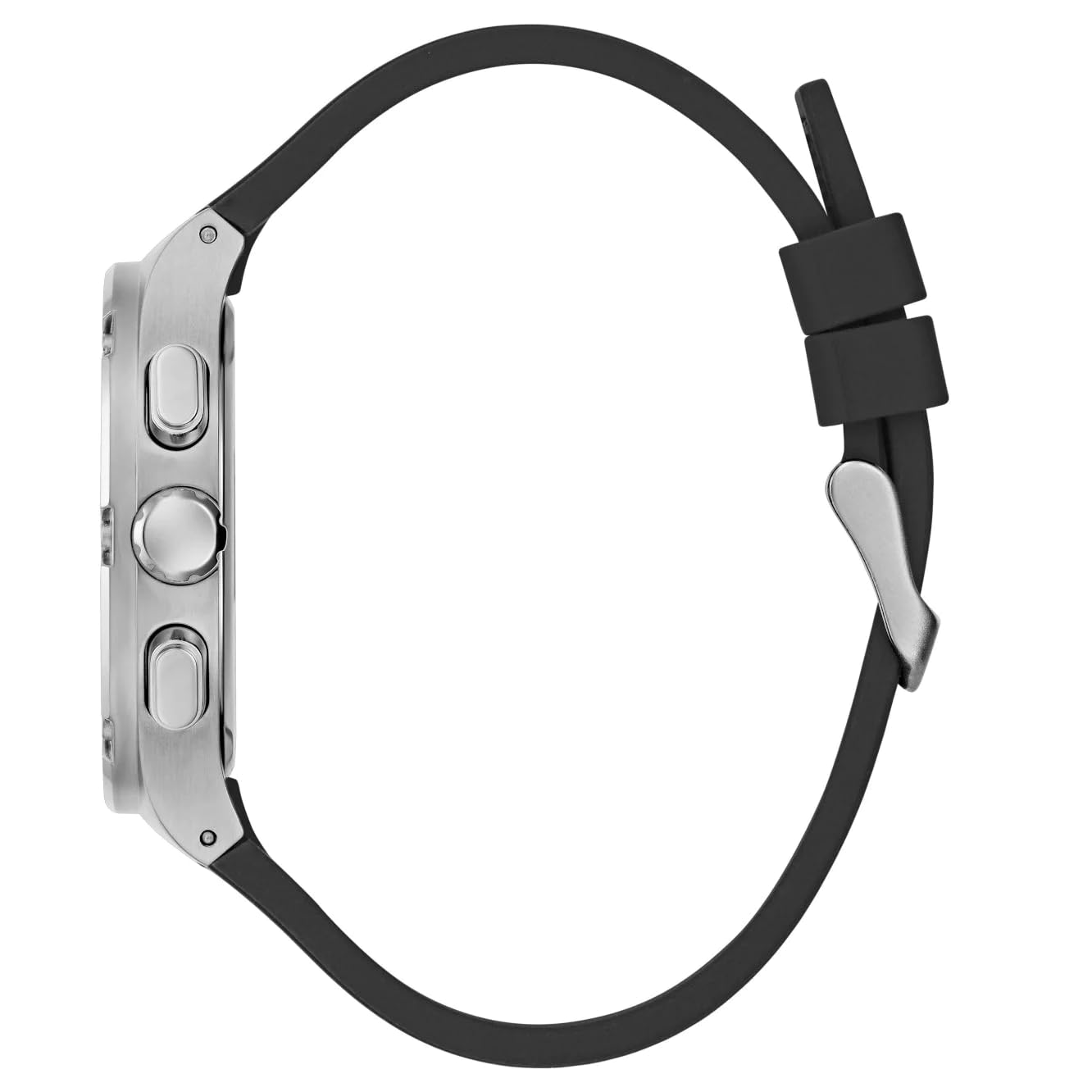 GUESS Men's 42mm Watch - Black Strap Gunmetal Dial Silver Tone Case