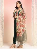 ANNI DESIGNER Womens Rayon Viscose Floral Straight Kurta with Pant & Dupatta (Dhar-CLRS-RB_Green_X-Large)