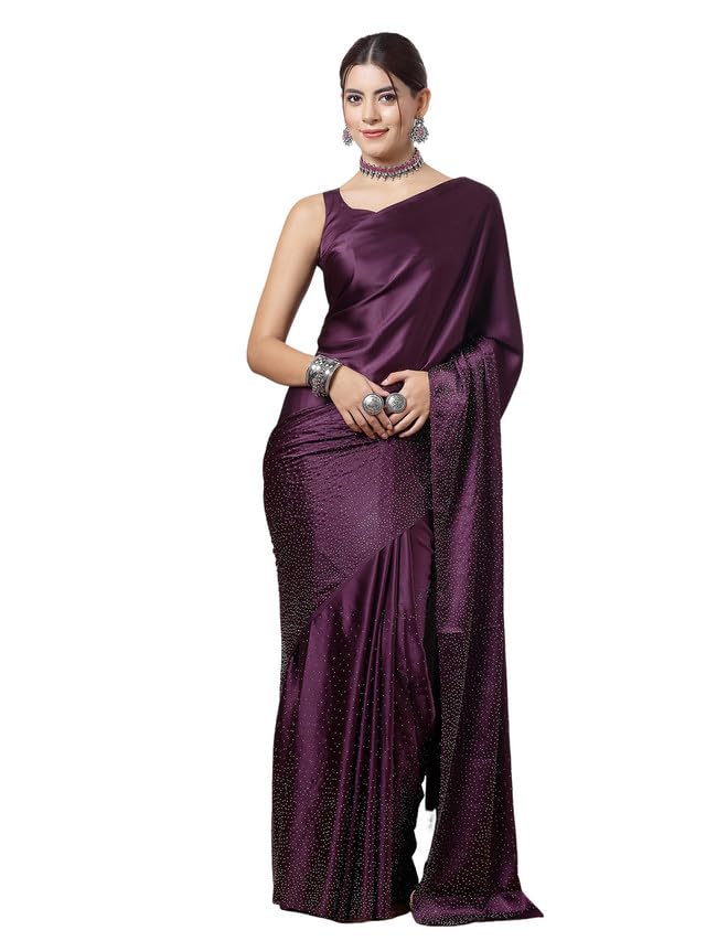 Satrani Womens Silk Blend Saree (3111S415N_Wine)