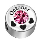 JMQJewelry I Love You Moon to the moon and back Birthday Birthstone October Pink Signature Fits Pandora Charms for Bracelsets Sk