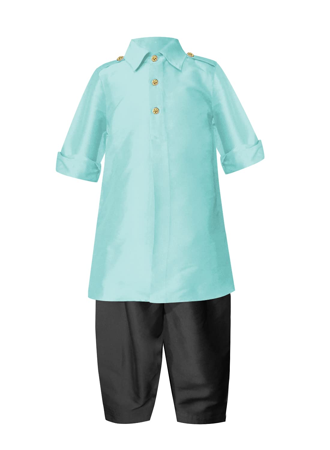 A.T.U.N. (All Things Uber Nice) Baby-Boy'S Regular Pathani Suit (Bkls Pts_Aqua-Black 0-3 Months)