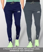 LookMark Mens Combo Slim Fit Solid Lycra Blend Full Elastic Sport Wear Running Gym Stretchable Jogger Track Pant