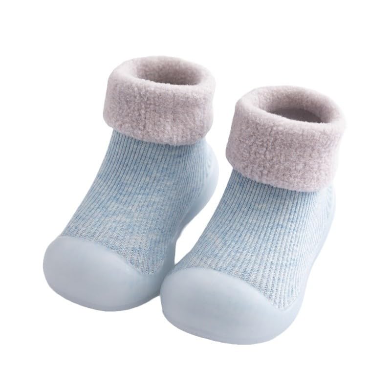 Snowie Soft Winter Baby Shoes 6 To 12 Months With Warm Plush Liner And Ribbed Floor Socks, AntiSkid Rubber Sole Toddler Grip So