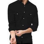 Rebelify Double Pocket MenS Casual Shirt - Regular Fit, Solid Spread Collar, Versatile Everyday Wear, Comfortable And Stylish De
