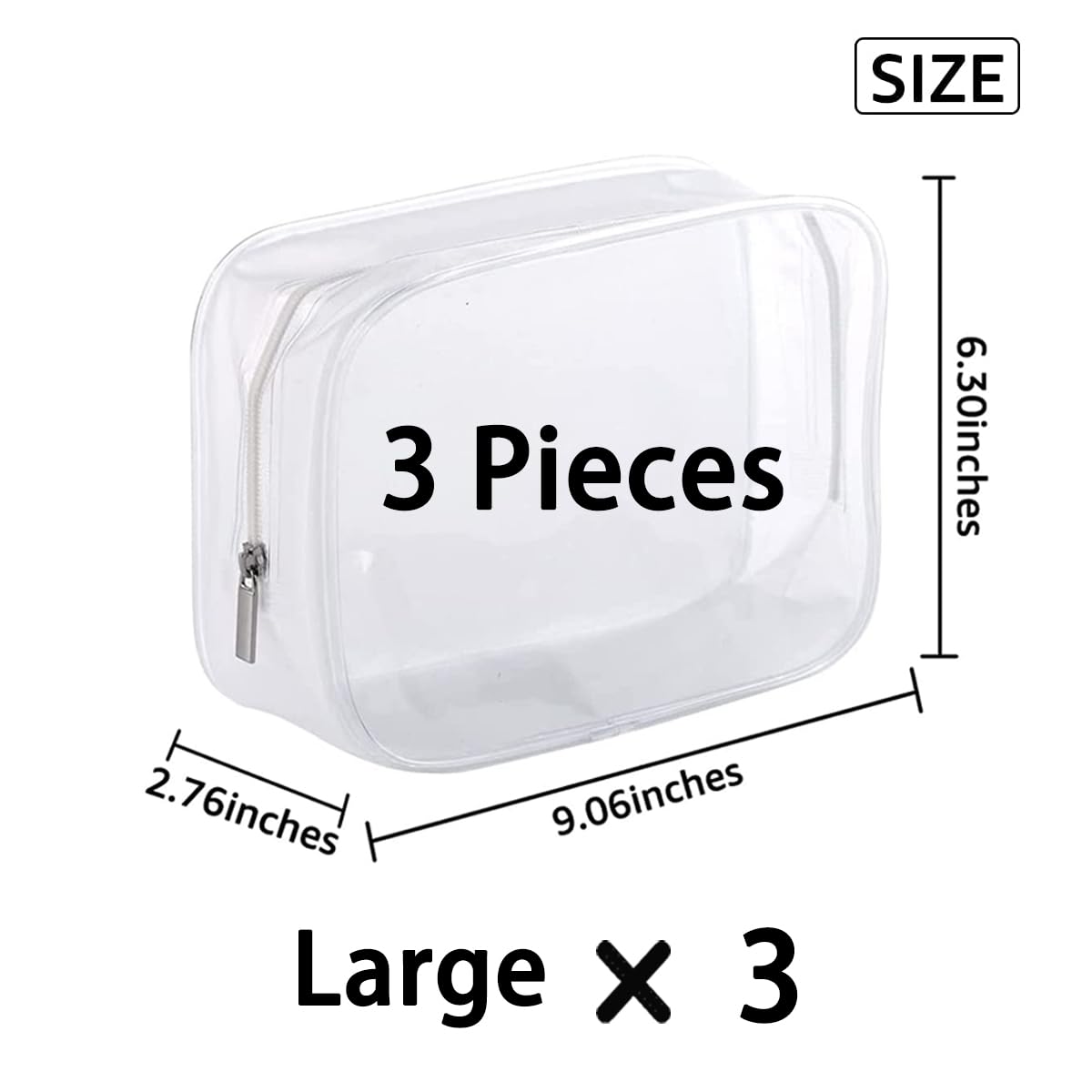 Clear Plastic Zippered Toiletry Carry Pouch TSA Approved Toiletry Bag Portable Cosmetic Makeup Bag for Vacation, Bathroom and Or