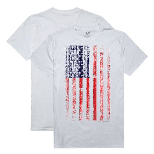 Graphic Tee, Vertical US Flag, White, L
