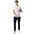 Thomas Scott Mens Checkered Slim Fit 100% Cotton Casual Shirt with Button Down Collar and Half Sleeve White
