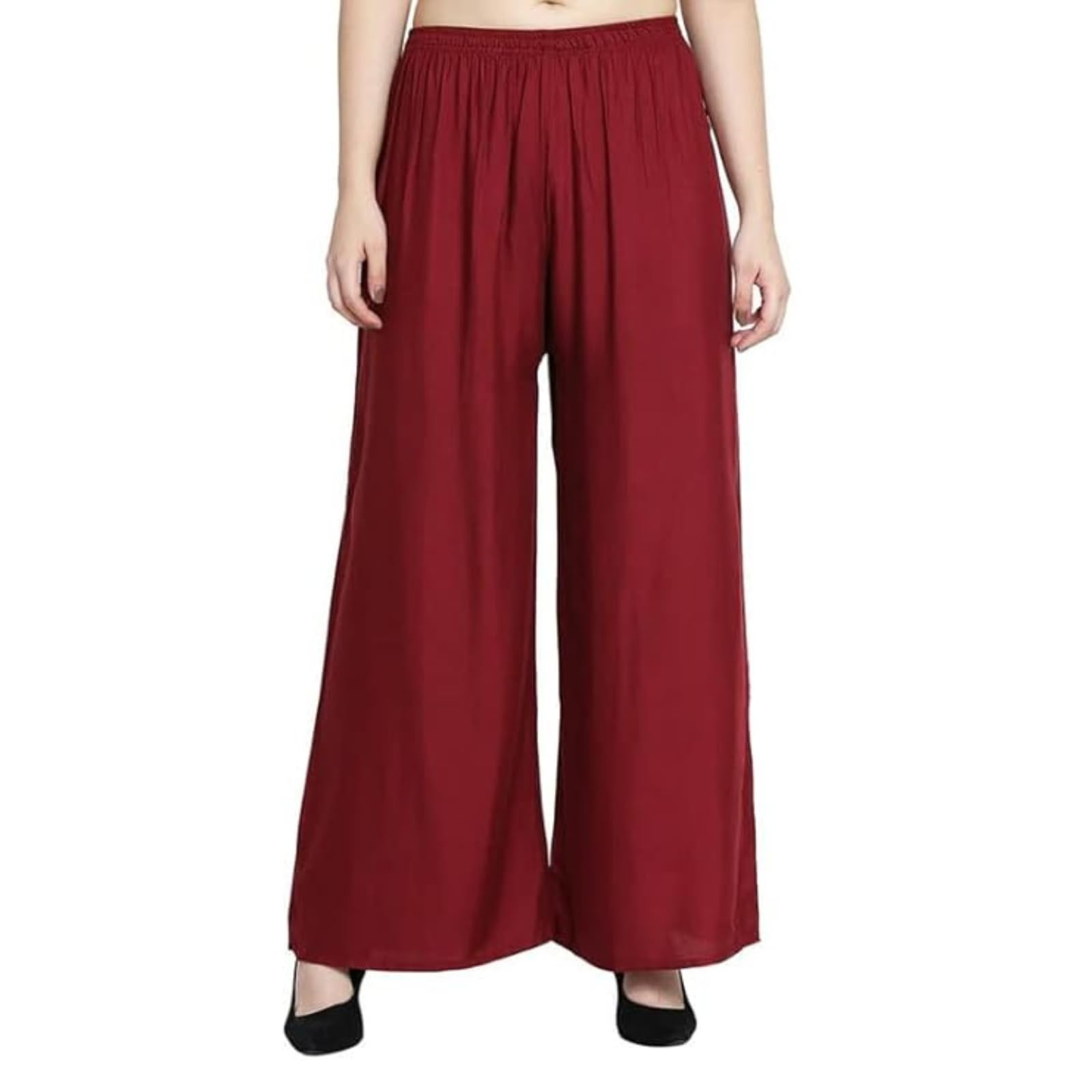 Fashion Gallery WomenS Rayon Relaxed Fit Palazzo Pants With Full Length Pull On Closure And Elasticated Flexible Waist|Palazzo 