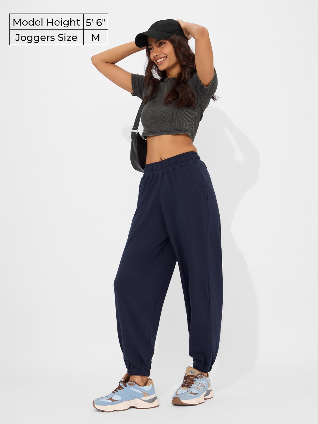 The Souled Store Solids: Navy Blue Women and Girls Pull On Cotton Joggers