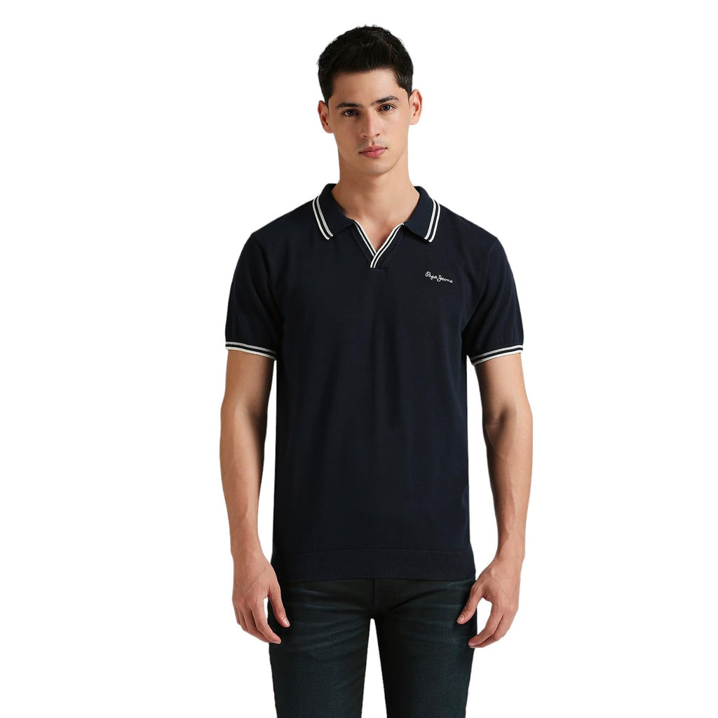 Pepe Jeans MenS Solid Regular Fit T-Shirt (Pm702450_Navy