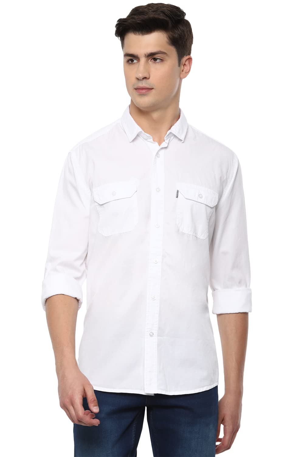 Louis Philippe MenS Cotton Solid Regular Fit Shirt (Lrsfcslfs94106_White, 42
