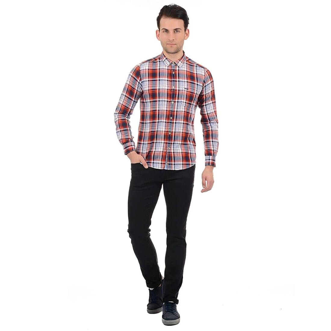 Pepe Jeans MenS Checkered Slim Fit Casual Shirt (Pm306552_Red 2Xl)