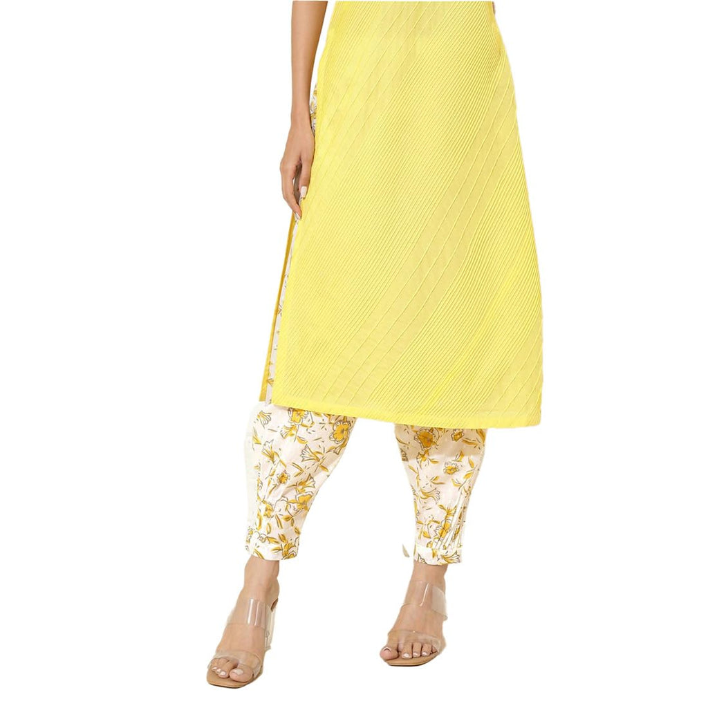 Fabindia White Cotton Hand Block Printed Salwar
