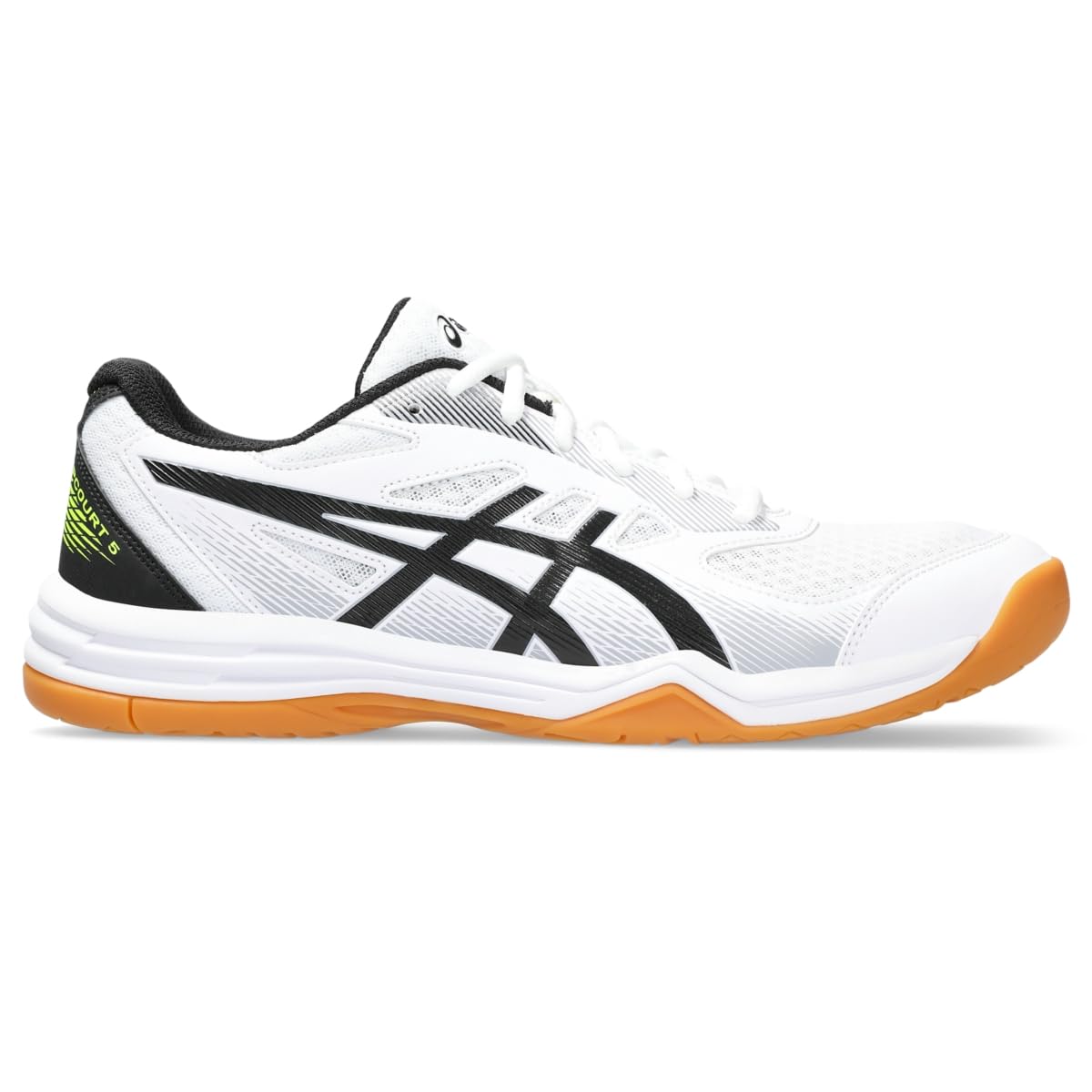 ASICS Men's Upcourt 5 Indoor Sport Shoe, 8, White/Safety Yellow