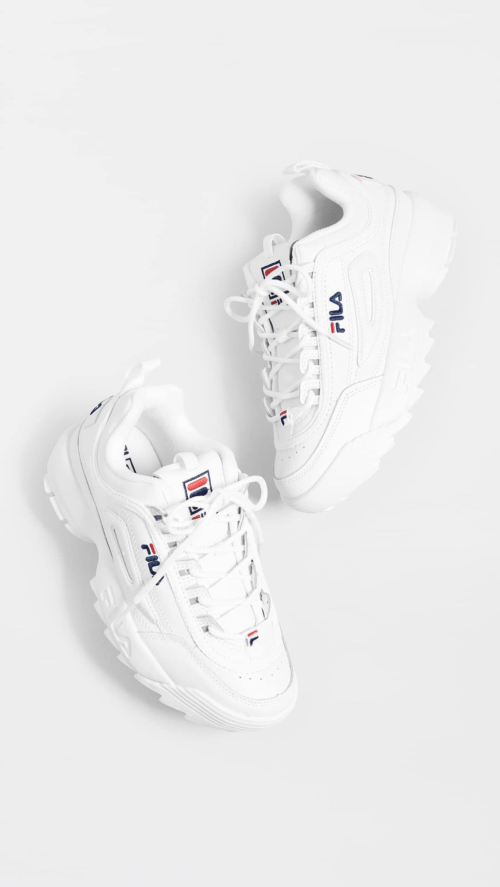 Fila Women's Disruptor II Premium Comfortable Sneakers, White/Navy/Red, 10