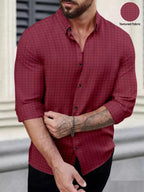 Deelmo MenS Regular Fit Button Down Dress Shirts Textured Long Sleeve Casual Hawaiian Shirt