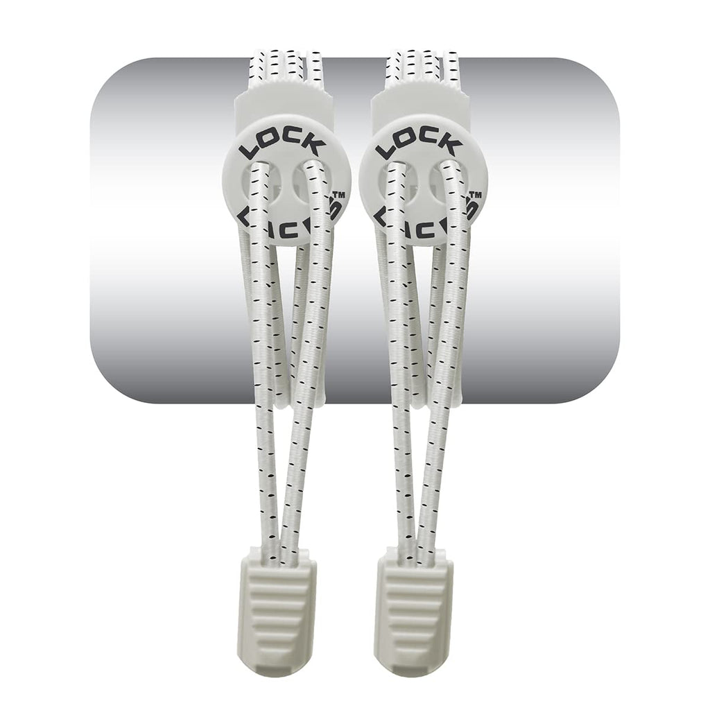 LOCK LACES (Elastic No Tie Shoelaces) (White, 48-Inch)