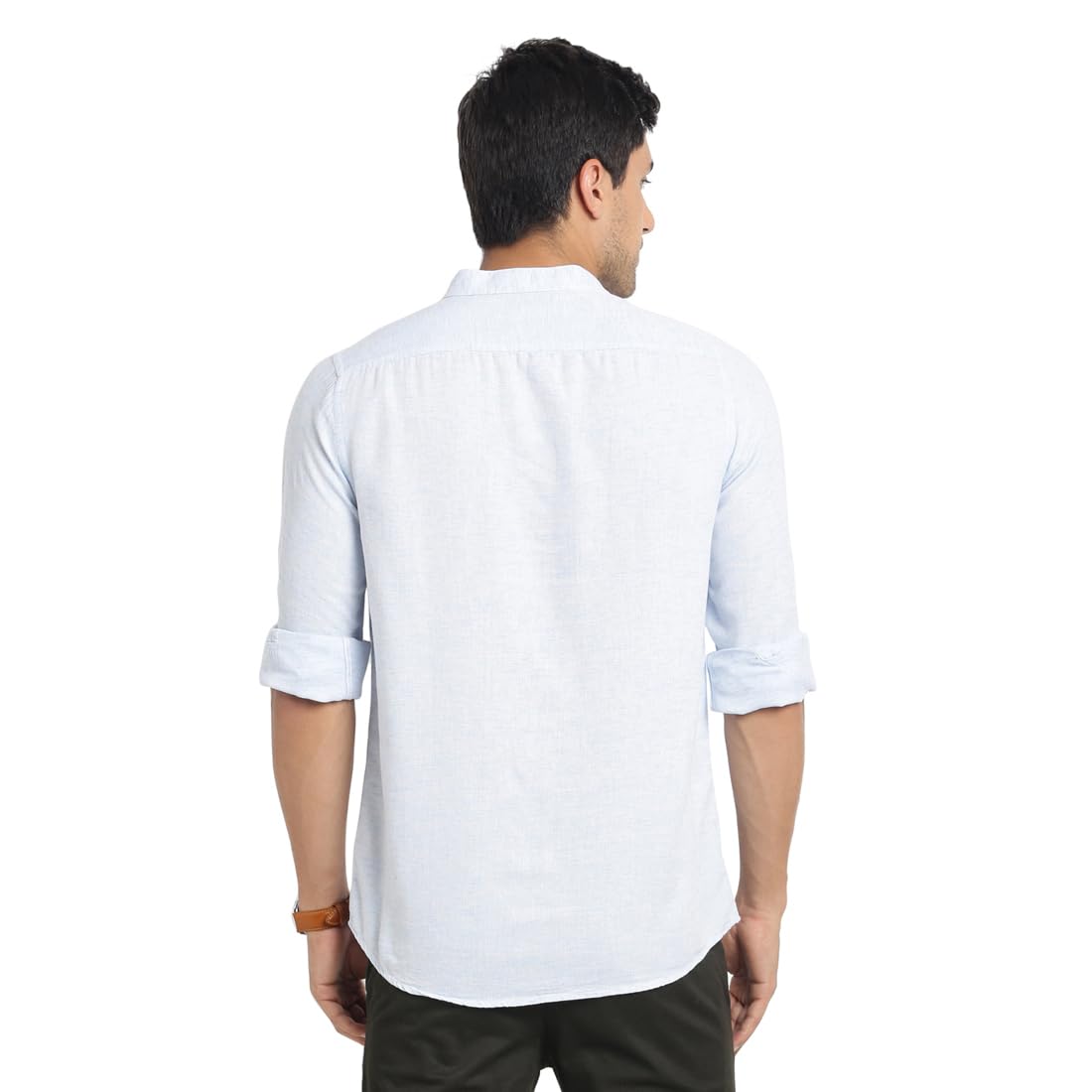 Turtle Men Cotton Lyolin Slim Fit Light Blue Solid Casual Kurta Shirt