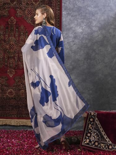 ANNI DESIGNER Womens Rayon Blend Straight Printed Kurta with Pant & Dupatta (Meerut BLUE-VKS01_M_Blue_Medium)