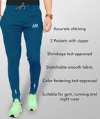 LookMark Mens Slim Fit Solid Lycra Blend Full Elastic Sport Wear Running Gym Stretchable Jogger Track Pant in Rama Color(Track