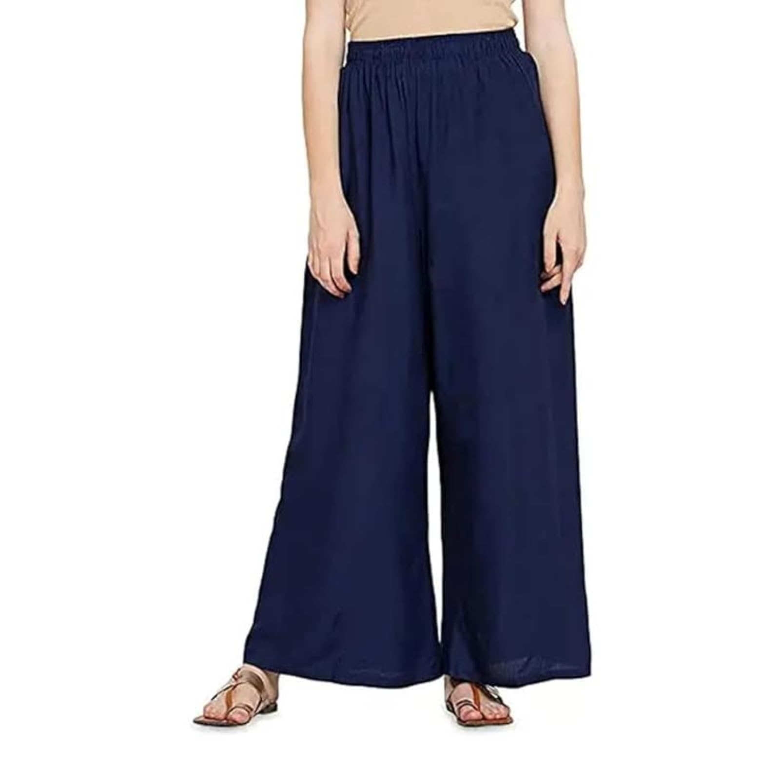 Fashion Gallery WomenS Rayon Relaxed Fit Palazzo Pants With Full Length Pull On Closure And Elasticated Flexible Waist|Palazzo 