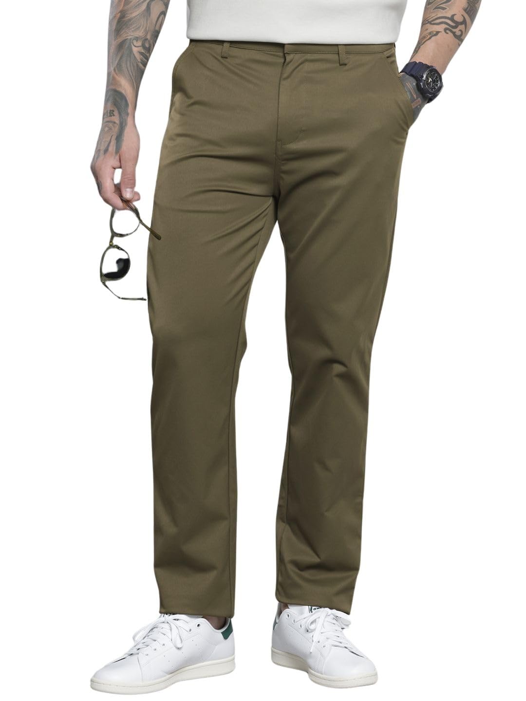 The Indian Garage Co Mens Regular Fit Solid Trousers Sweater