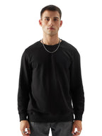The Souled Store Black Mens Regular fit Full Sleeve Solids Cotton and Polyester Sweatshirts Shirts Casual Button-Down Half Sleev