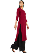 Soch Women Red Rayon Solid Kurta