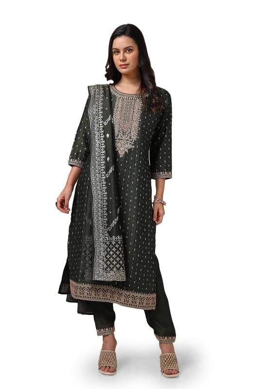 Soch Women Foil Print Suit Set with Thread Work