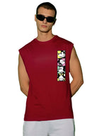 Bewakoof X Official Disney Merchandise Mens Mickey Faces Graphic Printed 100% Cotton Vest - Boxy Fit, Round Neck, Sleeveless_60