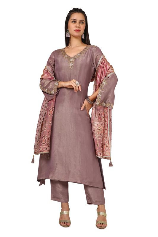 Soch Women Tissue Embroidered Suit Set with Beads and Stones