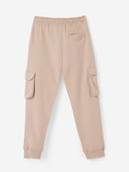 The Souled Store Solids: Creamy Beige Boys Drawstringed Cotton Cargo Joggers (2-8 Yrs)