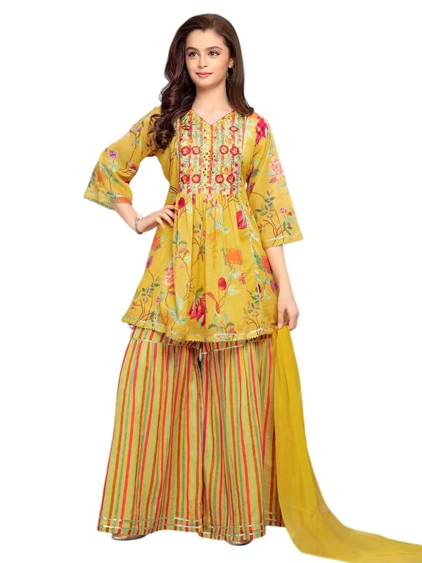 White Button new mustard line kids sharara set for girl dress