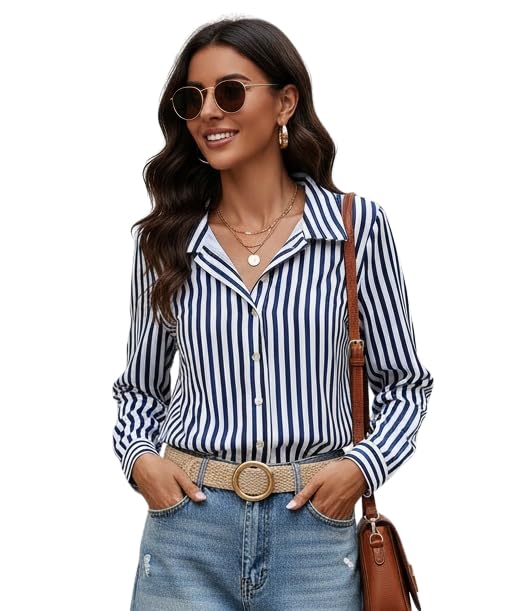 Indoprimo WomenS Striped Casual Stylish Shirt | Striped Western Shirt For Women