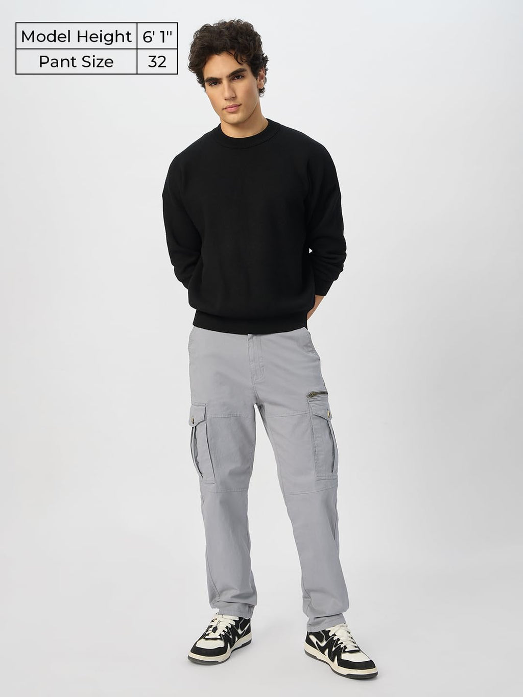 The Souled Store Solids: Stone Grey Men and Boys Straight Fit Cargo Pants Solid Pants