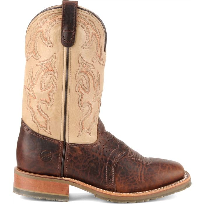 Double-H 11 Graham Square Toe Western Boots for Men - Bison Leather Foot with Oil- and Slip-Resistant I.C.E. Outsole, EH-Rated a