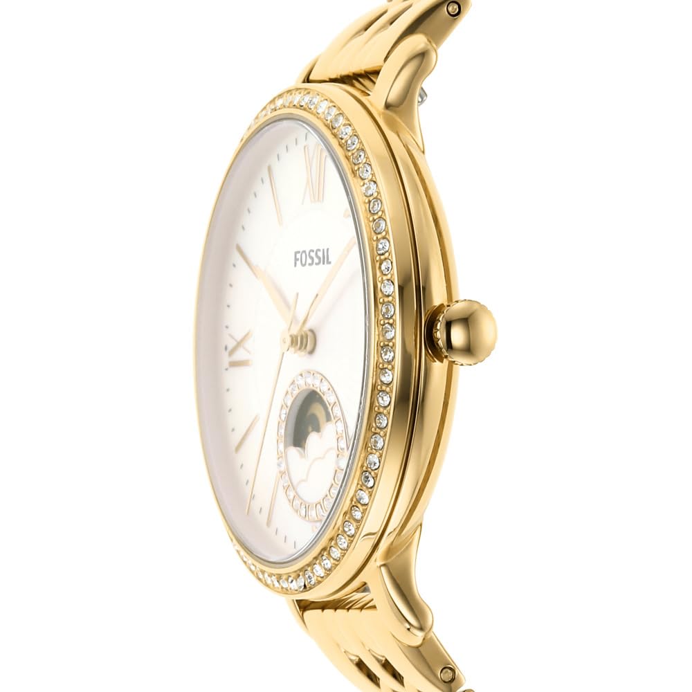 Fossil Women's Jacqueline Quartz Stainless Steel Multifunction Moonphase Watch, Color: Gold (Model: ES5167)
