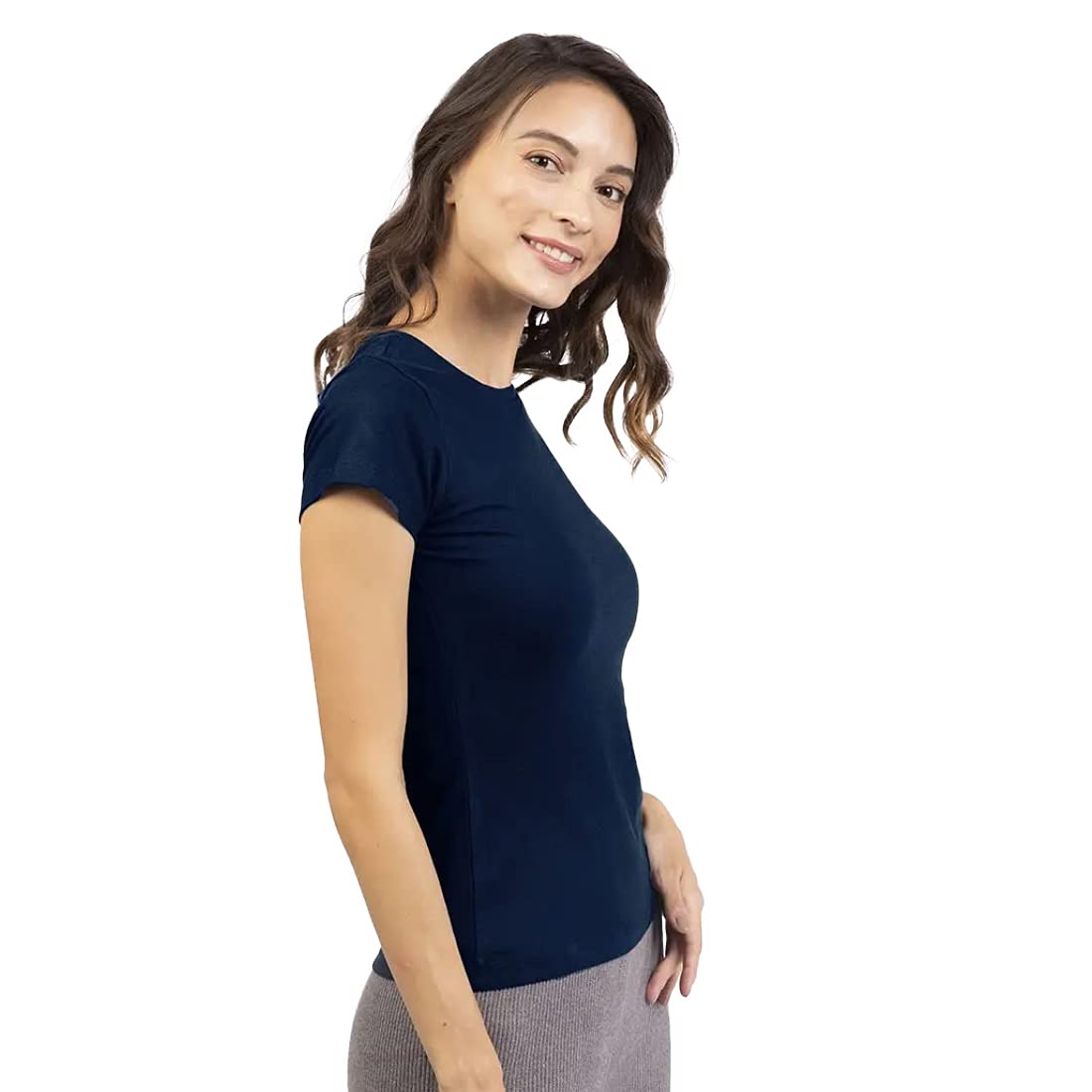 Bewakoof Womens Blue Slim Fit T-Shirt