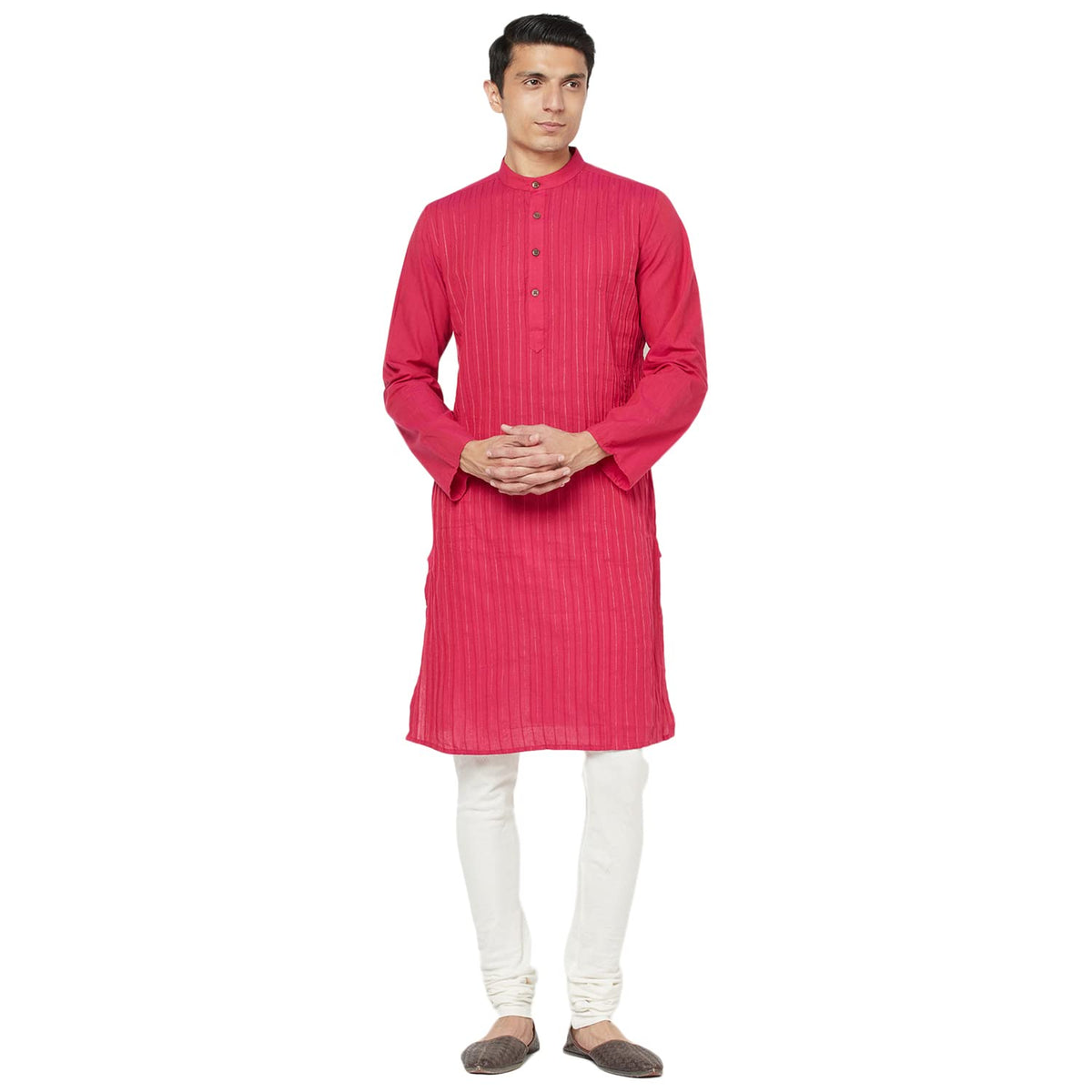 Fabindia Men Nagari Slim Fit Long Kurta Cotton_L Purple