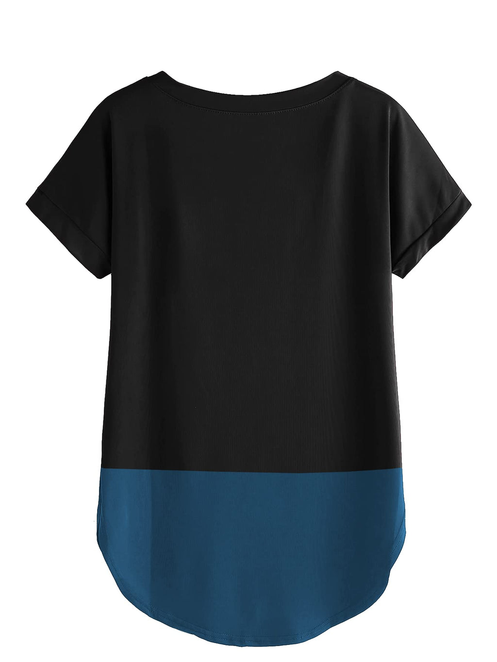 Fabricorn Womens Black & Blue Solid Regular Fit Short Sleeves T-Shirt