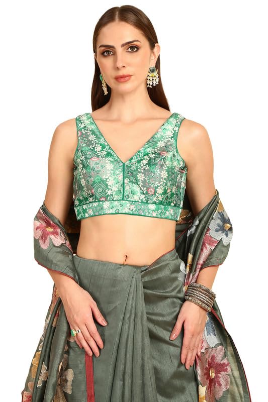 Soch Women Silk Blend Floral Print Blouse with Sequins Work