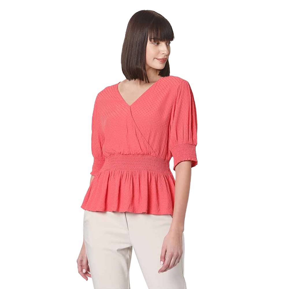 Vero Moda WomenS Regular T-Shirt (230628601_Spiced Coral M)