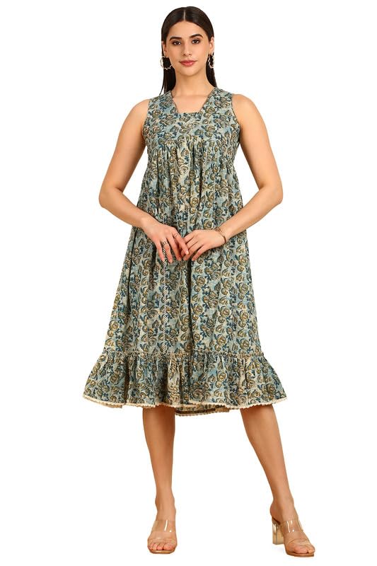 Soch Women Floral Print Alia Cut Cotton Ethnic Dress