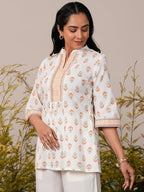 Libas WomenS Pure Cotton Printed Straight Kurtis (26866_White