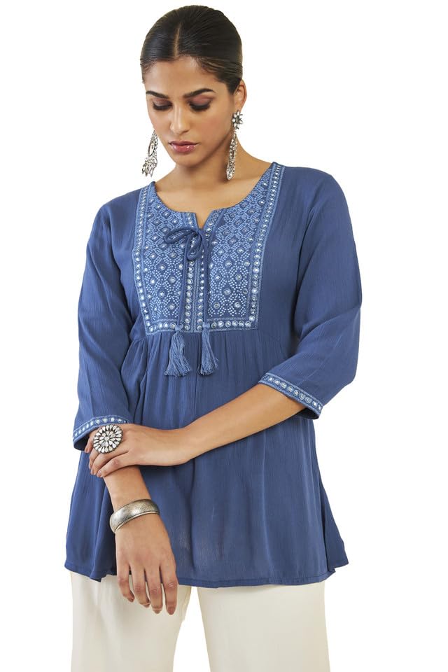 Soch Women Silk Embroidered T-Shirt