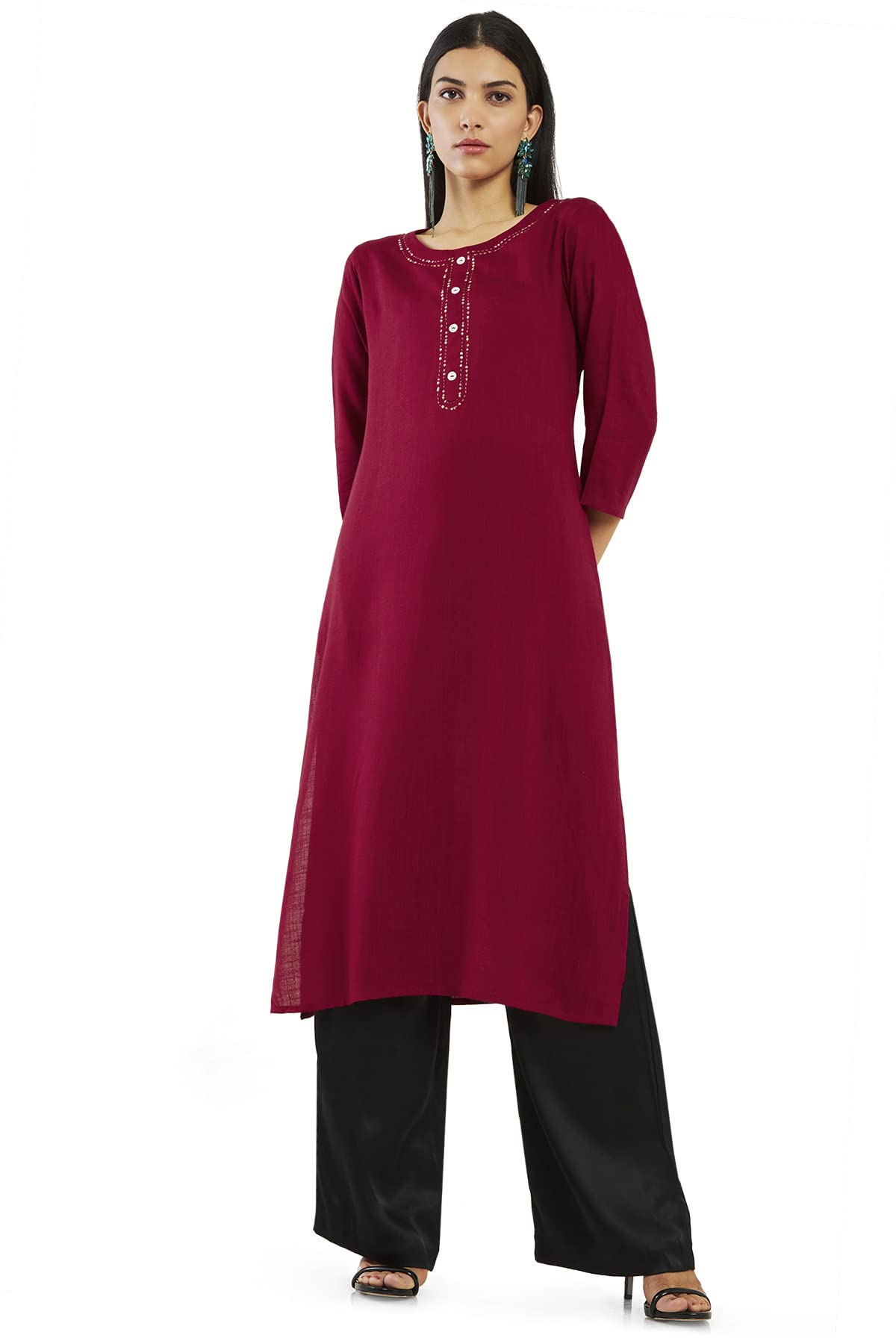 Soch Women Red Rayon Solid Kurta(8907715940800_Red_Xs)