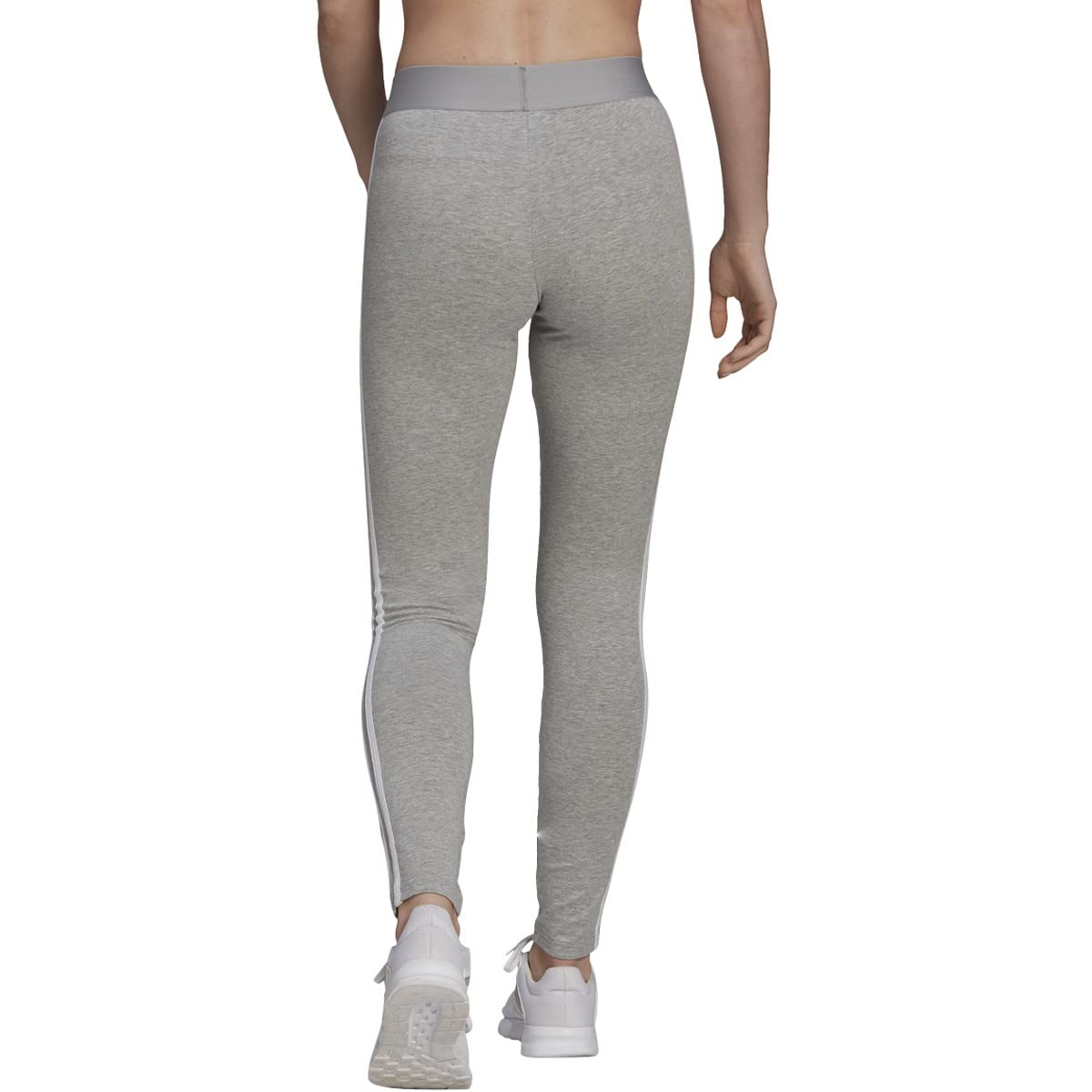 adidas Women's Essentials 3-stripes Leggings, Medium Grey Heather/White, Large
