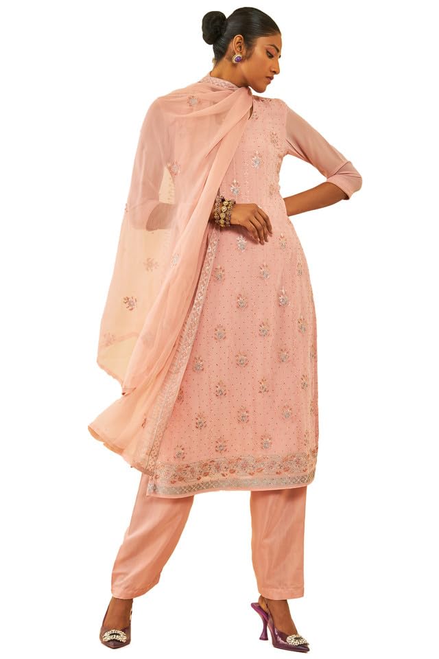 Soch Women Georgette Embroidered Unstitch Dress Material with Stones