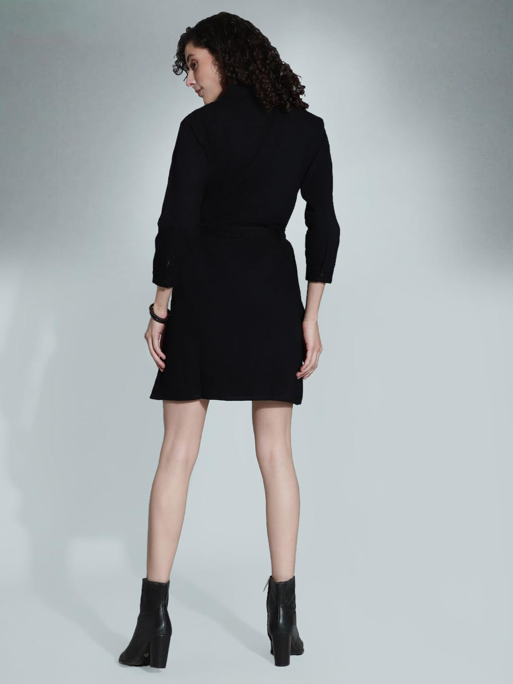 High Star Women'S Cotton Tulip Knee-Length Dress (Hswdrswip861_Black