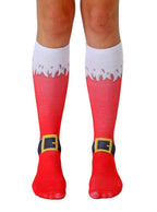 Living Royal Knee High Socks, 3D Print, Colorful & Durable, One Size Fits Most, Made in USA, Santa Boots Design